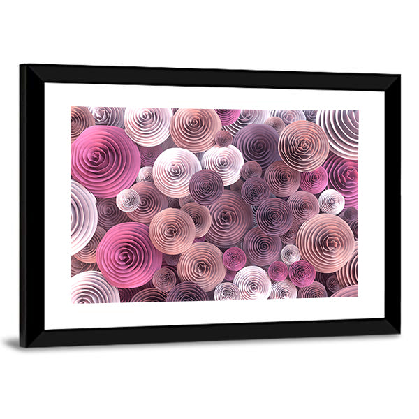 Quilled Paper Roses Abstract Canvas Wall Art