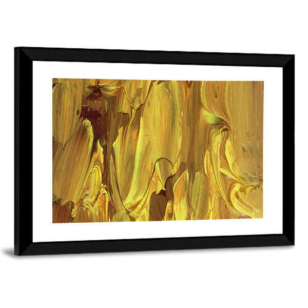 Gold Impasto Brushstrokes Abstract Canvas Wall Art