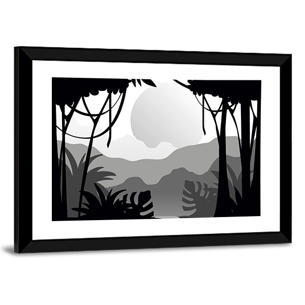 Tropical Forest Silhouette Canvas Wall Art