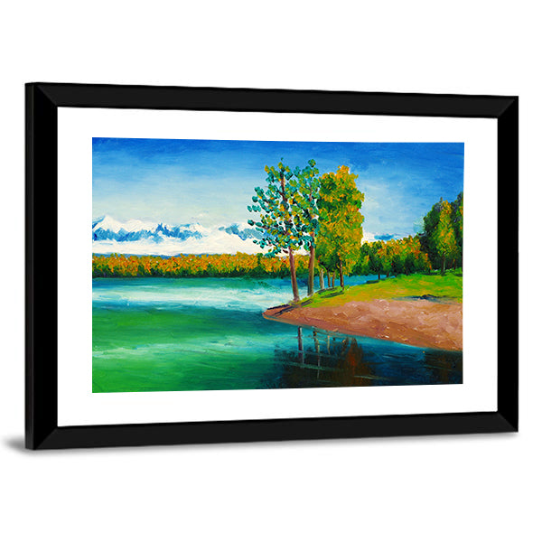 Peaceful Mountain Lake Canvas Wall Art
