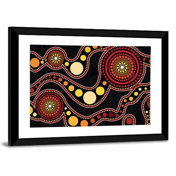 Connection Concept Aboriginal Dot Painting Canvas Wall Art