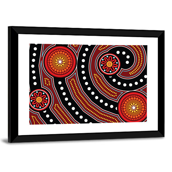 Aboriginal Dot Painting Motifs Canvas Wall Art