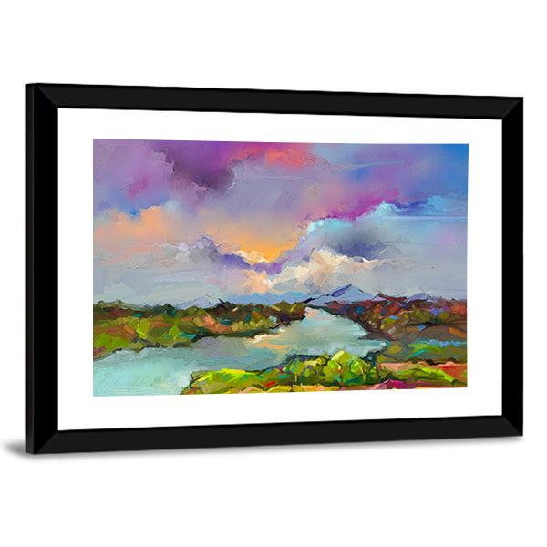 Semi-abstract River Landscape Canvas Wall Art