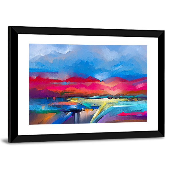 Colorful Abstract Mountain Landscape Canvas Wall Art
