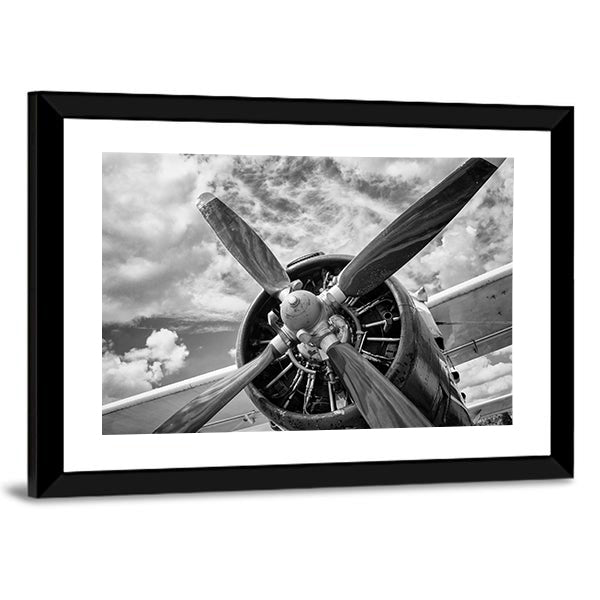 Vintage Airplane Propeller Close-up Canvas Wall Art