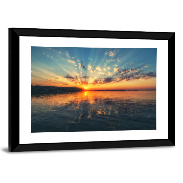 Sunset River with Rippling Reflection Canvas Wall Art