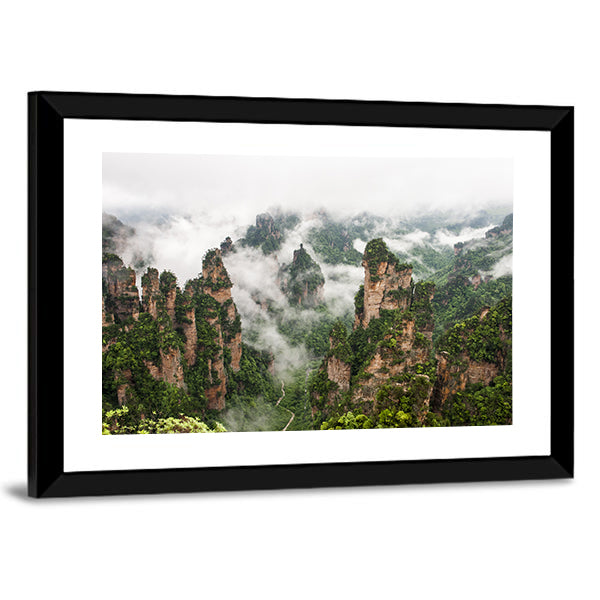 Zhangjiajie Misty Sandstone Pillars Canvas Wall Art