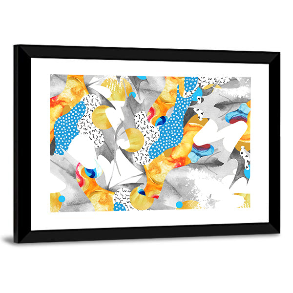 Watercolor Fluid Shapes with Polka Dots Canvas Wall Art