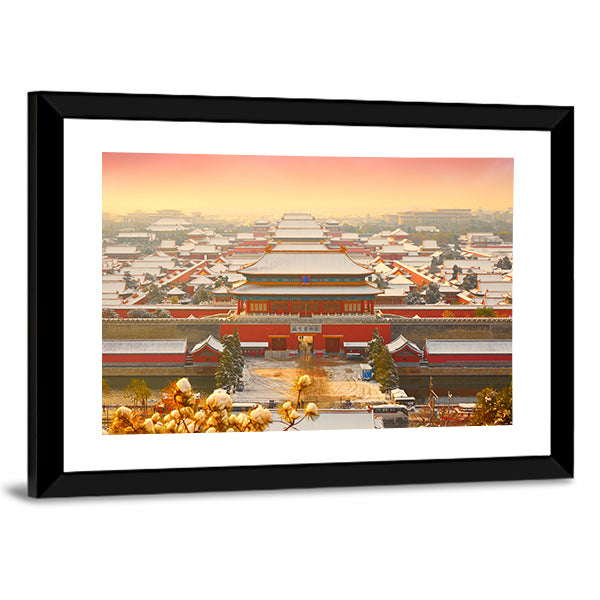 Forbidden City Snow at Sunset Canvas Wall Art