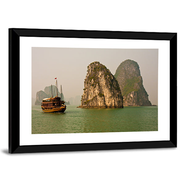 Boat in Halong Bay, Vietnam Canvas Wall Art