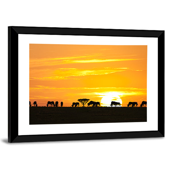 Sunrise In Serengeti National Park In Tanzania Canvas Wall Art