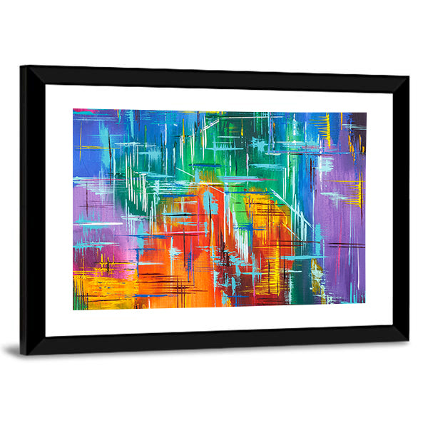 Colorful Geometric Grid Abstract Canvas Wall Art