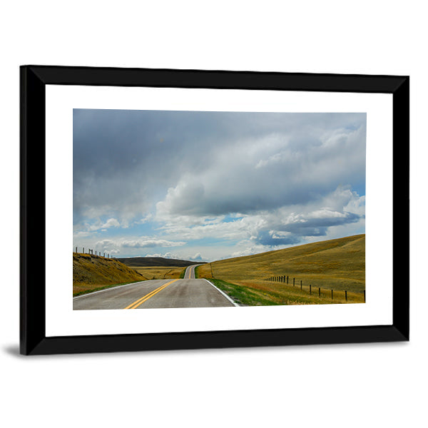 Driving On The Open Road In Big Sky Country Montana Canvas Wall Art