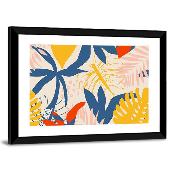 Summer Tropical Leaf Pattern Canvas Wall Art