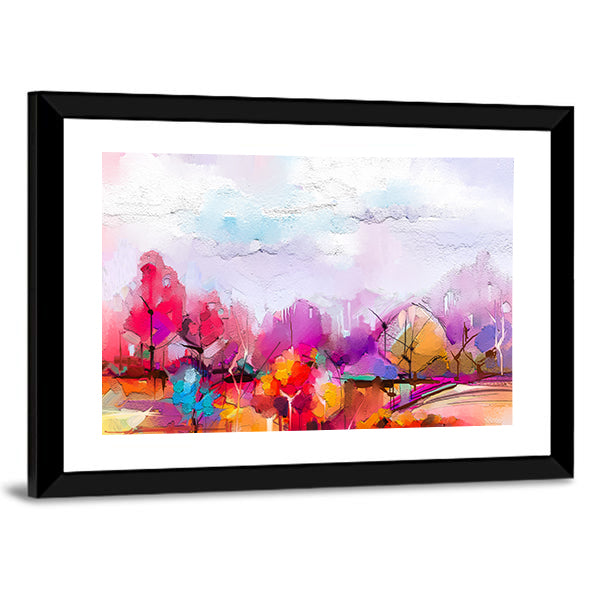 Oil-painted Abstract Trees Canvas Wall Art