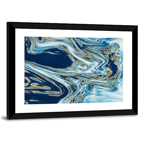Liquid Marble with Gold Veins Canvas Wall Art