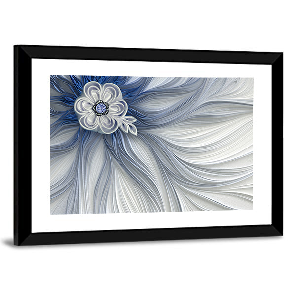 Blue Jeweled Fractal Flower Canvas Wall Art