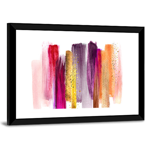 Watercolor Brush Strokes with Gold Highlights Canvas Wall Art