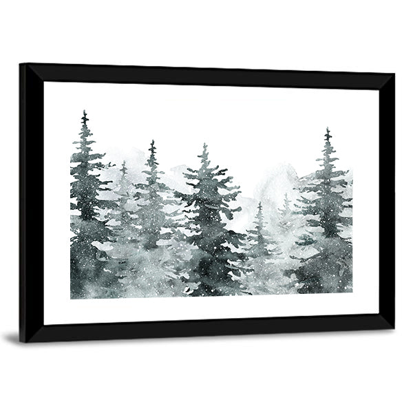 Snowy Evergreen Forest Canvas Wall Art