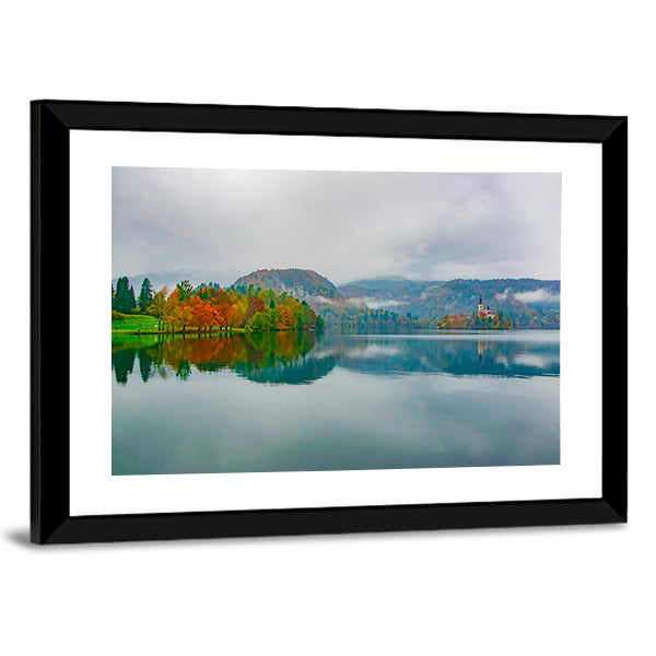 Autumn at Bled Lake, Slovenia Canvas Wall Art