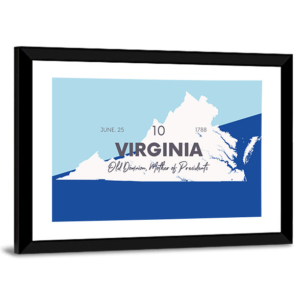Virginia State Map Typography Canvas Wall Art