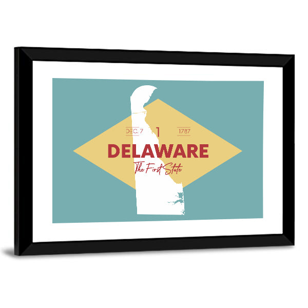 Vintage Delaware Map Canvas Wall Art