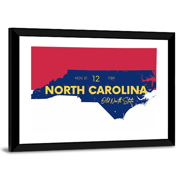 North Carolina State Map Canvas Wall Art
