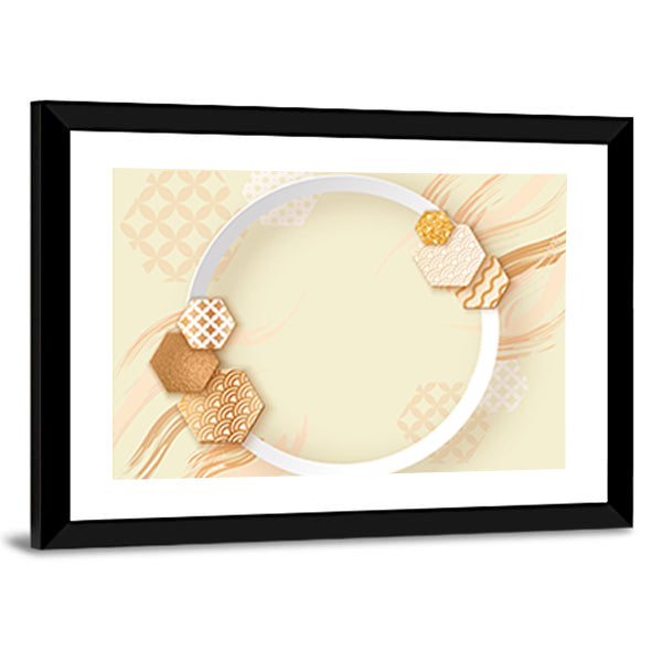 Zen Gold Circle with Pattern Canvas Wall Art