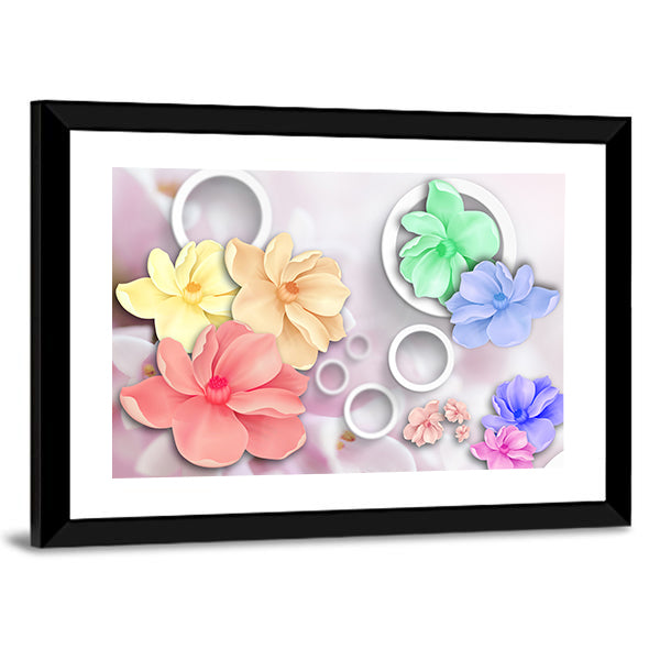 Layered Pastel Floral Ornament Canvas Wall Art
