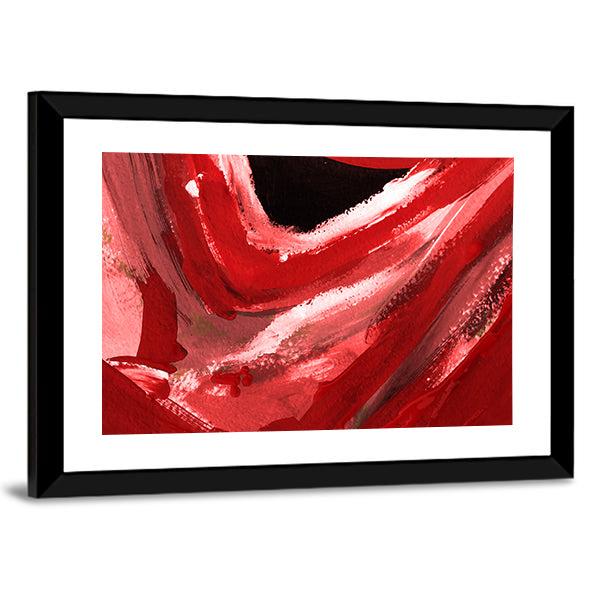 Red and Pink Abstract Brushstrokes Canvas Wall Art