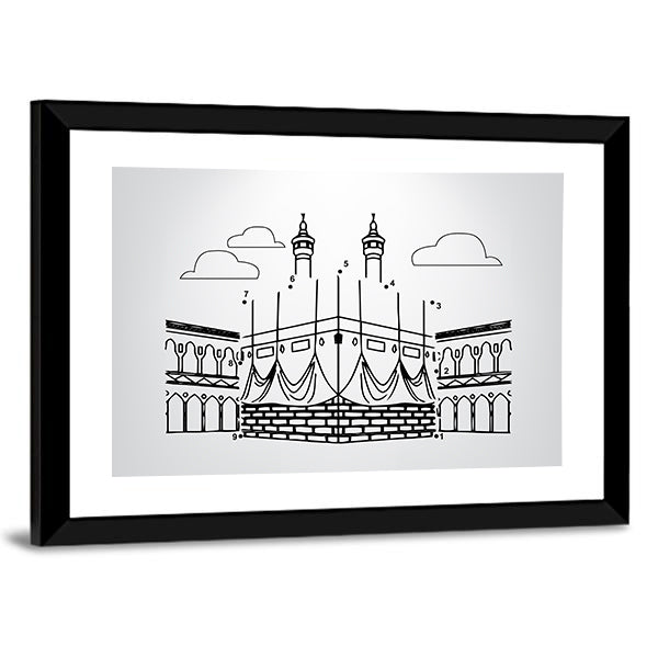 Kaaba Numbered Dot Puzzle Illustration Canvas Wall Art