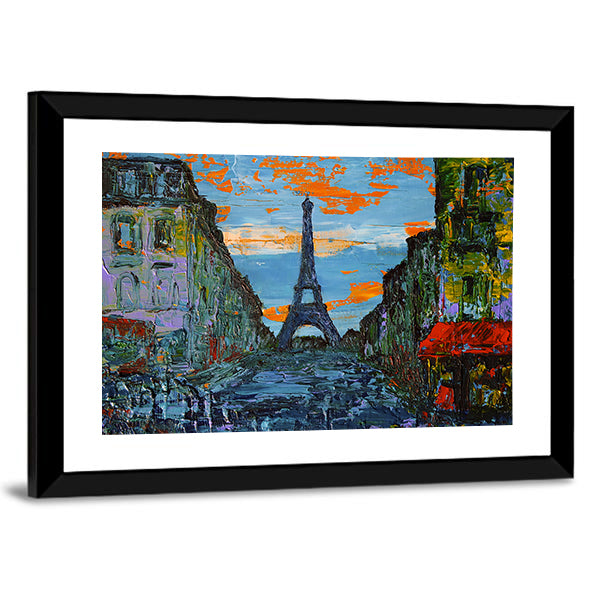 Paris Street at Sunset Canvas Wall Art