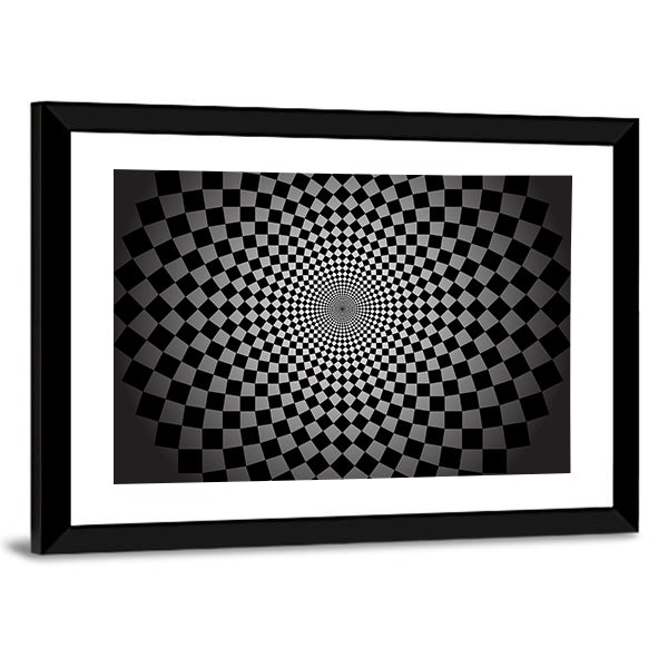 Concentric Checkered Vortex Canvas Wall Art