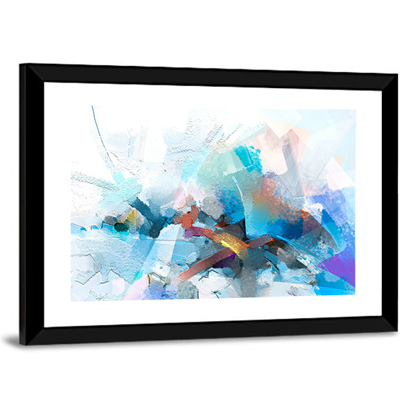 Oil Brushstroke Abstract in Blue and Orange Canvas Wall Art