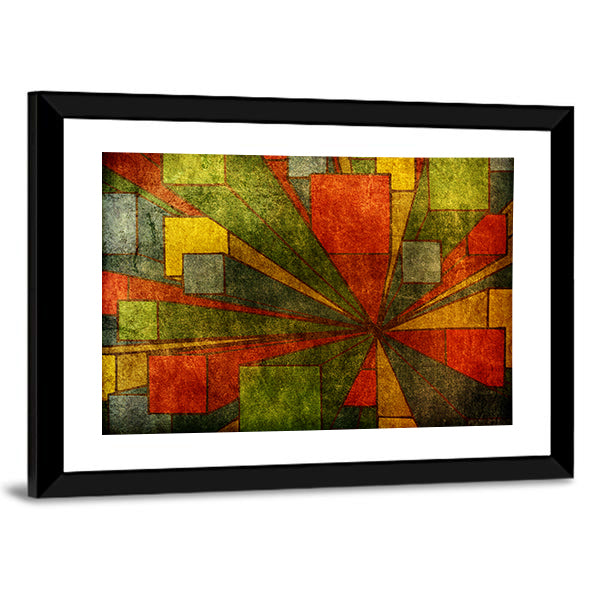Grunge Geometric Radial Abstract Canvas Wall Art