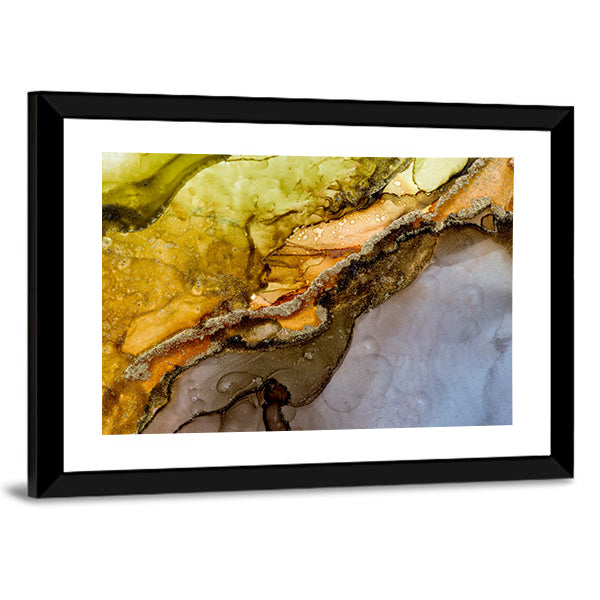 Alcohol Ink Abstract with Gold Veins Canvas Wall Art