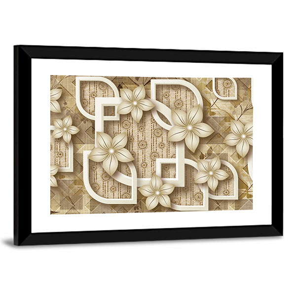 3d Floral Geometric Composition Canvas Wall Art