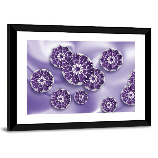Blue Purple Mandala Floral Abstract Canvas Wall Art
