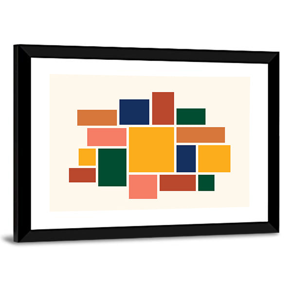 Yellow Square Abstract Geometric Collage Canvas Wall Art