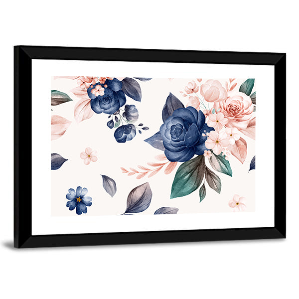 Wildflowers and Navy Roses Canvas Wall Art
