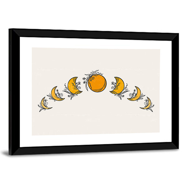 Minimalist Moon Phases with Citrus Moon Canvas Wall Art