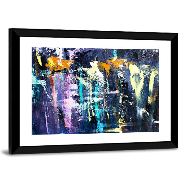 Dark Brushstrokes Abstraction Canvas Wall Art