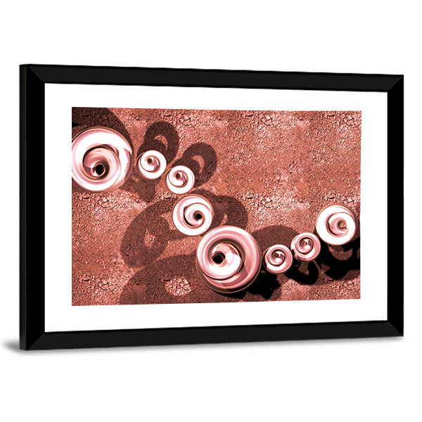 Terracotta Swirls with Glossy Spirals and Cracked Terrain Canvas Wall Art