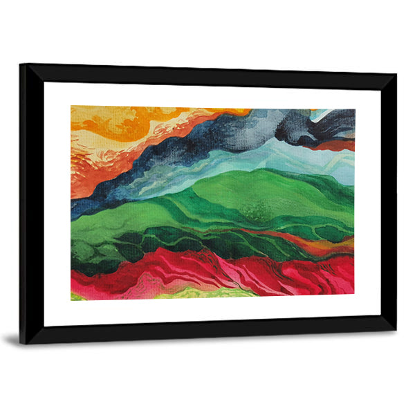 Vintage African Fabric Abstract Landscape Canvas Wall Art