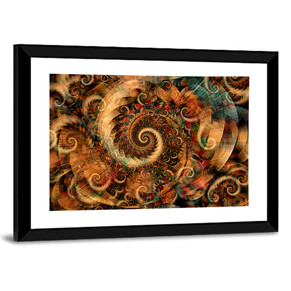 Fractal Spiral Swirls in Warm Earth Tones Canvas Wall Art