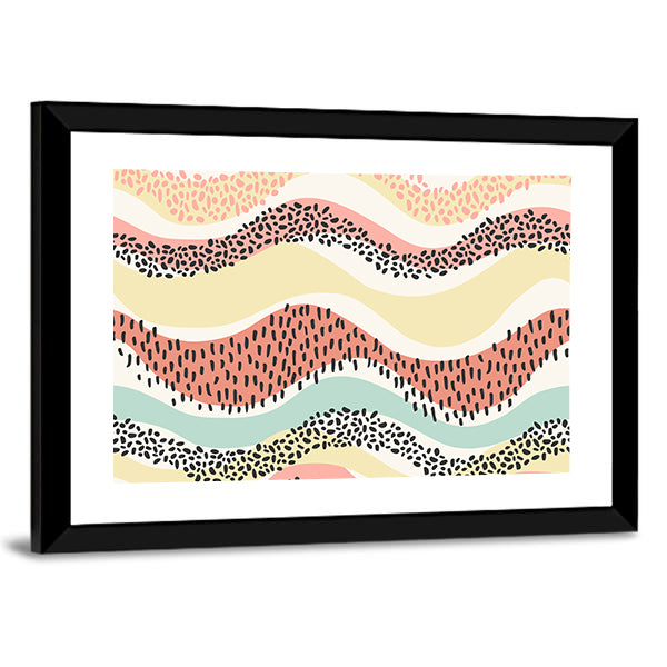 Layered Wavy Bands with Seed Dots Canvas Wall Art