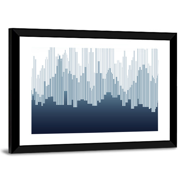 Minimalist City Skyline in Navy and White Canvas Wall Art
