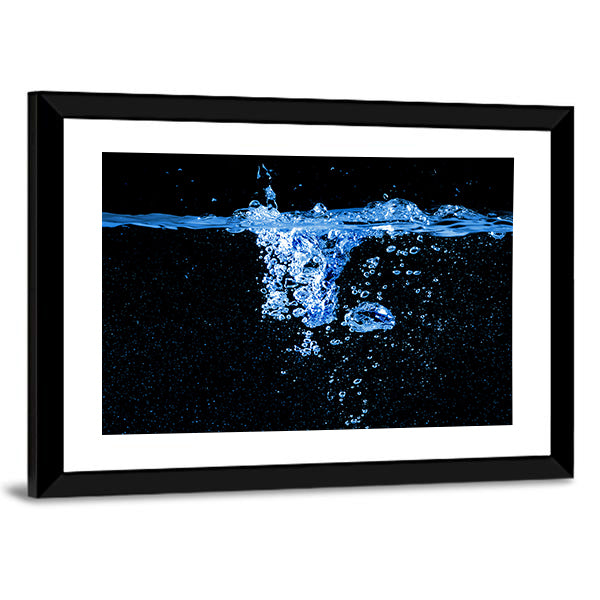 Dark Water Splash with Bubbles Canvas Wall Art
