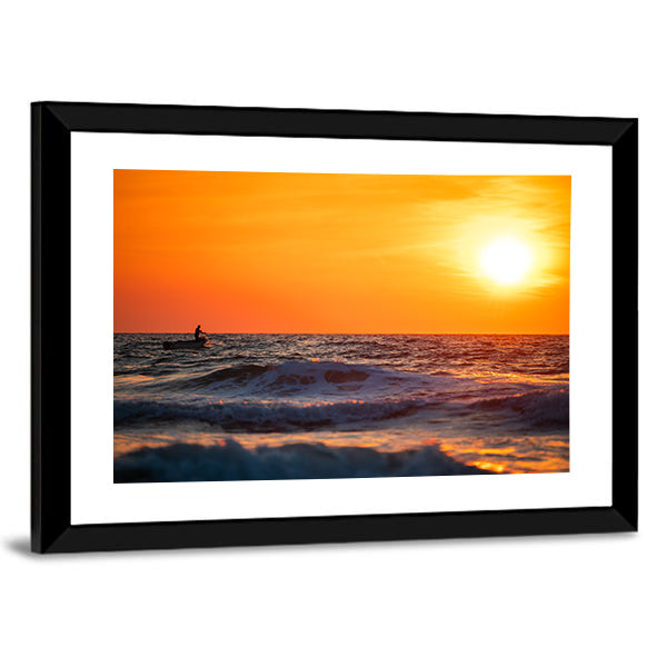 Fisherman Sailing at Sunrise Canvas Wall Art