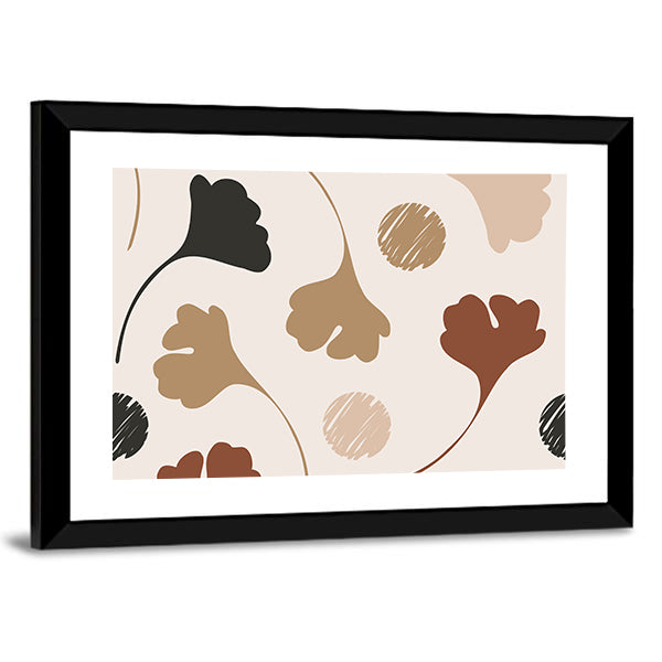 Natural Ginkgo Leaf Silhouettes Canvas Wall Art